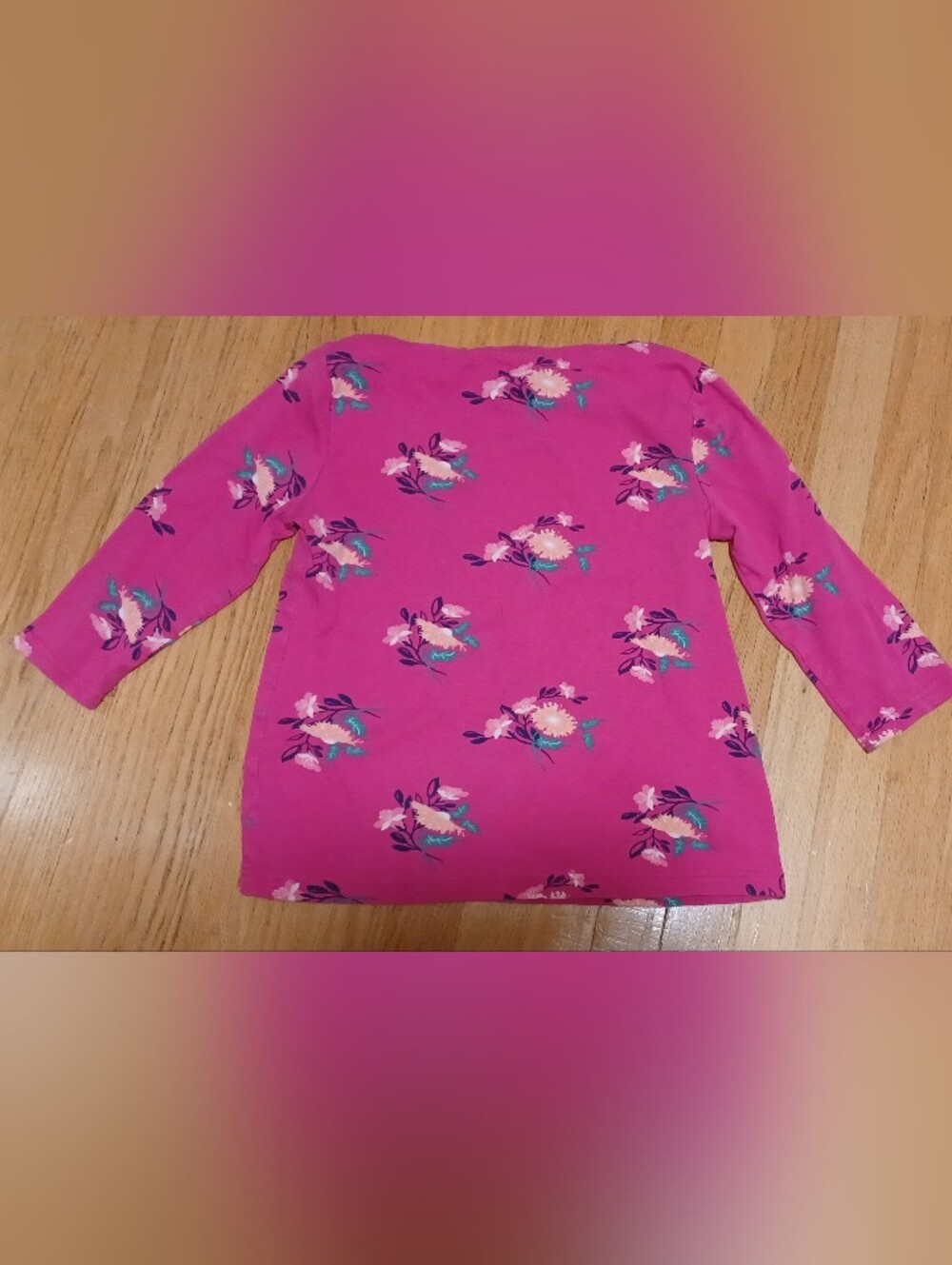 Women's Floral Long Sleeve Top in Bright Fuchsia Pink